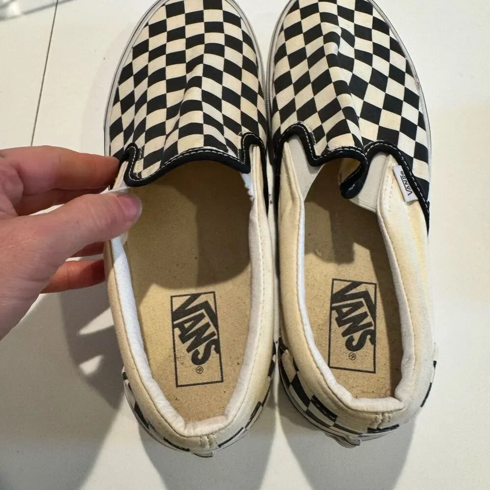 Vans Classic Slip-On Stackform Checkerboard Platform Shoes Women's10.5